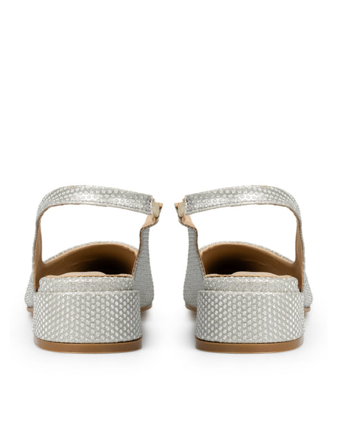 Zapatilla Plata Slingback Brillos 3559